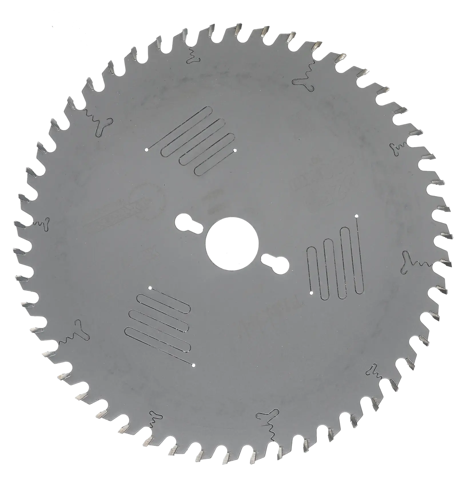 DEWALT DT4345 circular saw blade with sharp carbide teeth, used for cutting wood and other materials.