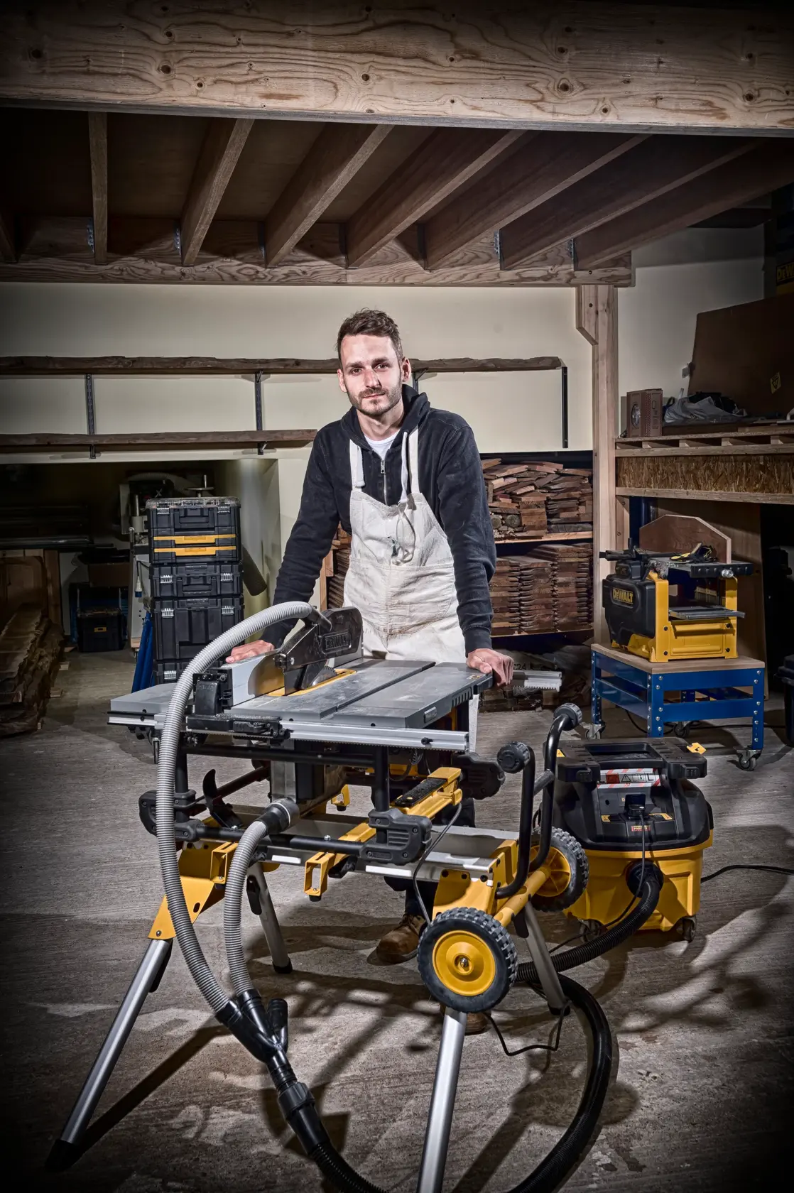 Graphic showing DEWALT XTREME Sub-Compact Series branding with the slogan 'Compact and Performance Packed' on a yellow background.