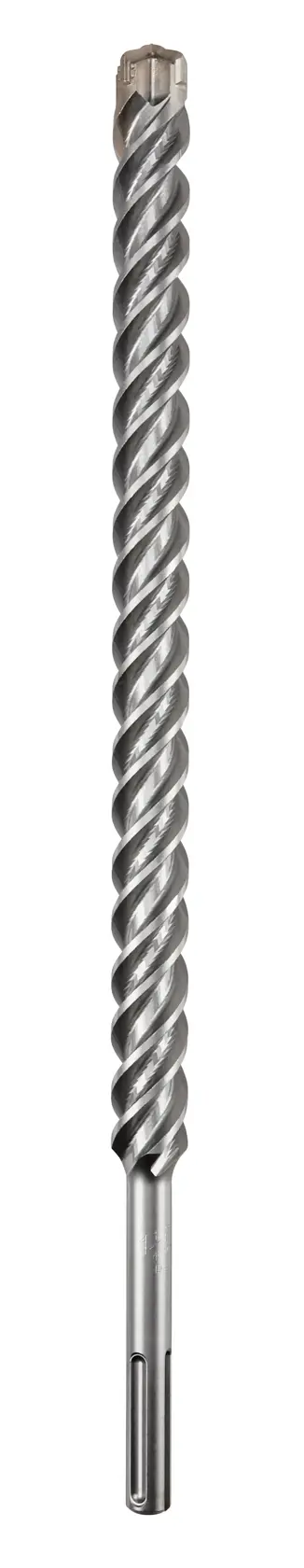 A single long, spiral DEWALT drill bit with a metal tip, designed for masonry or concrete drilling.