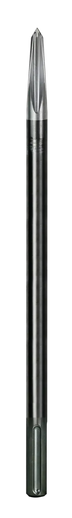 A DEWALT SDS max pointed chisel, used for heavy-duty demolition or concrete breaking in power tools.