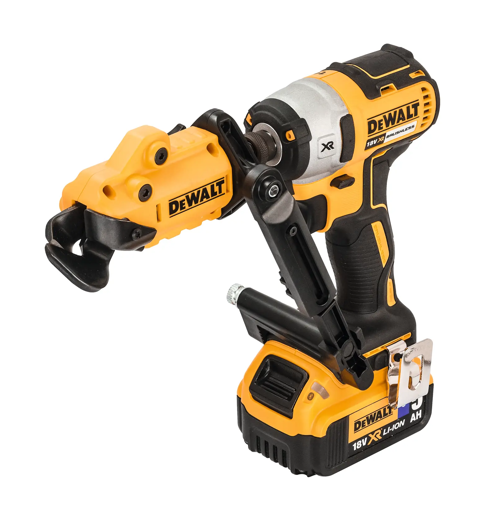 Grafik mit DEWALT XTREME Sub-Compact Series Branding und dem Slogan 'Kompakt und leistungsstark' auf gelbem Hintergrund.