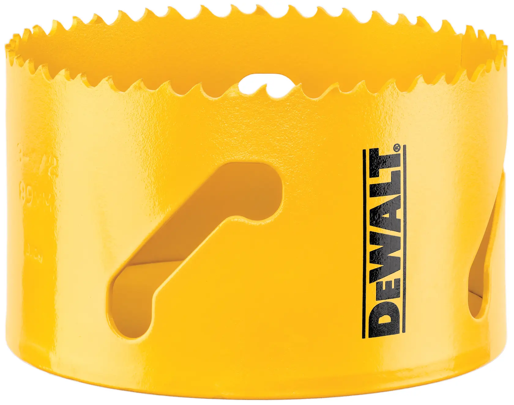 DEWALT hole saw, yellow, SKUs DT8266-QZ, DT8266, product for photography, close-up view.