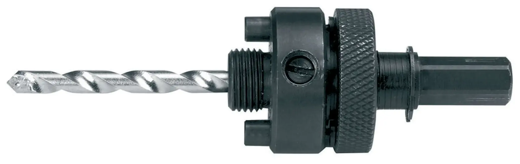 DEWALT DT8281 hole saw arbor with pilot drill bit for attaching hole saws to drills.