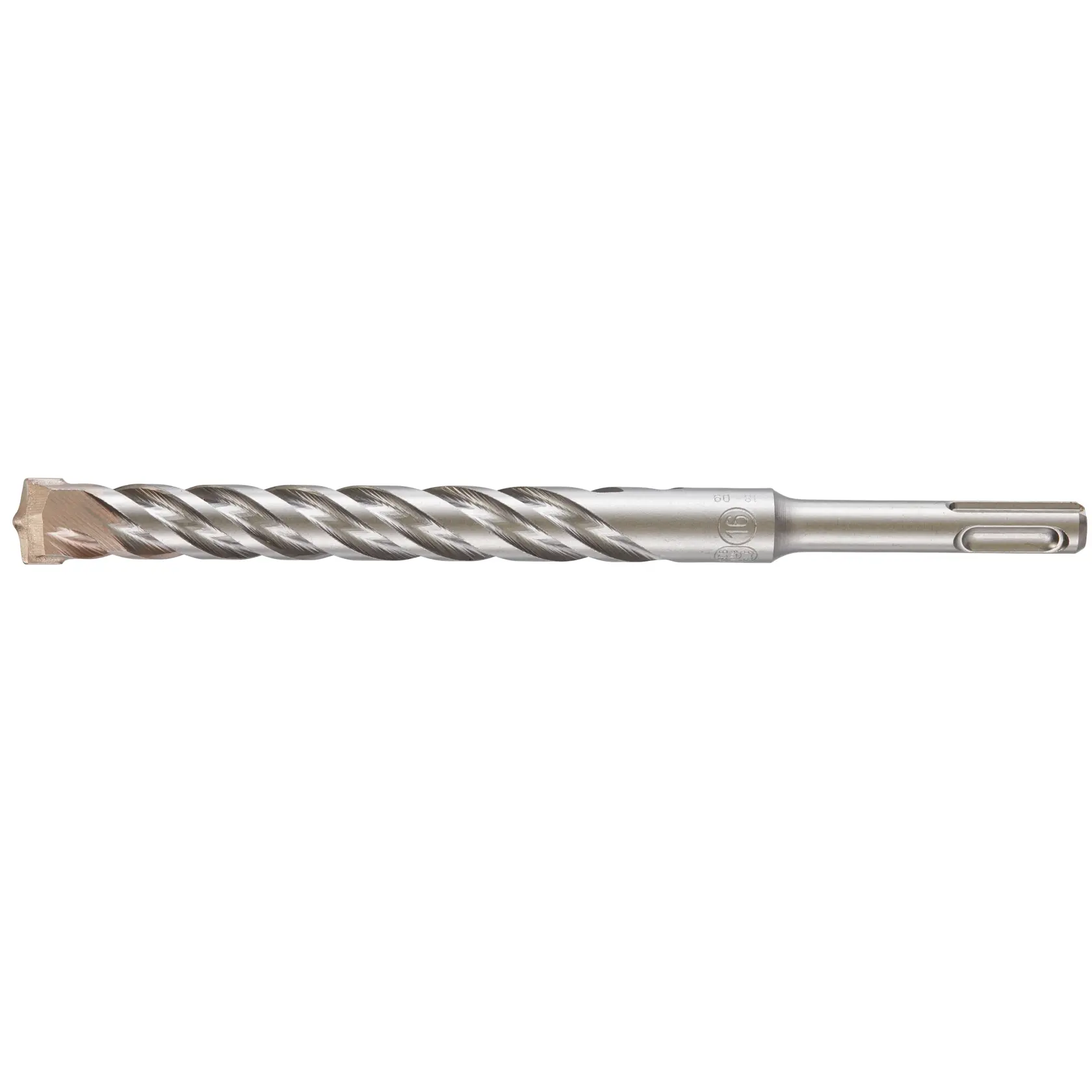Metal twist drill bit with SDS shank and carbide tip, used for masonry drilling.