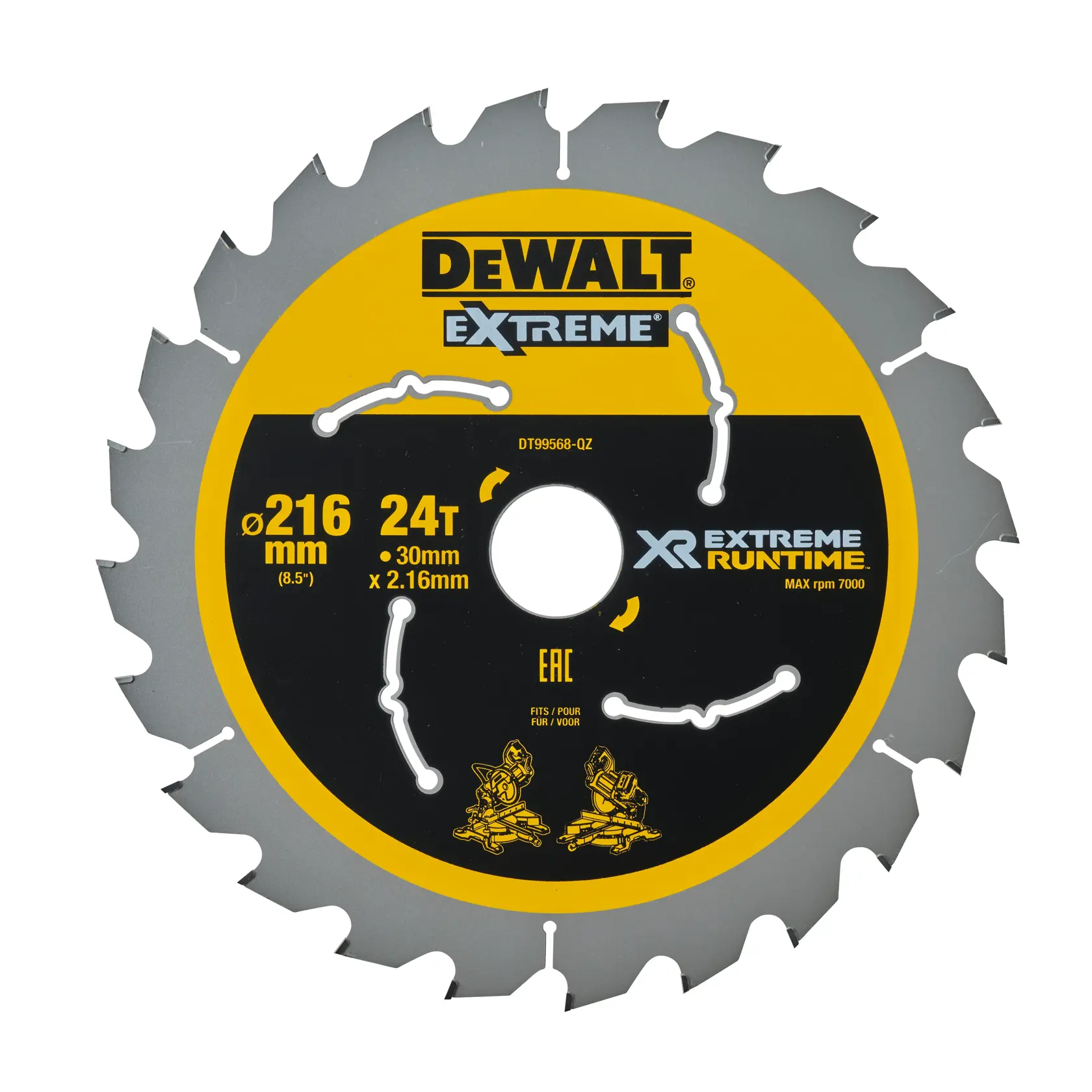 DEWALT Extreme 216mm 24T saw blade for XR Runtime, circular blade for saw tools.