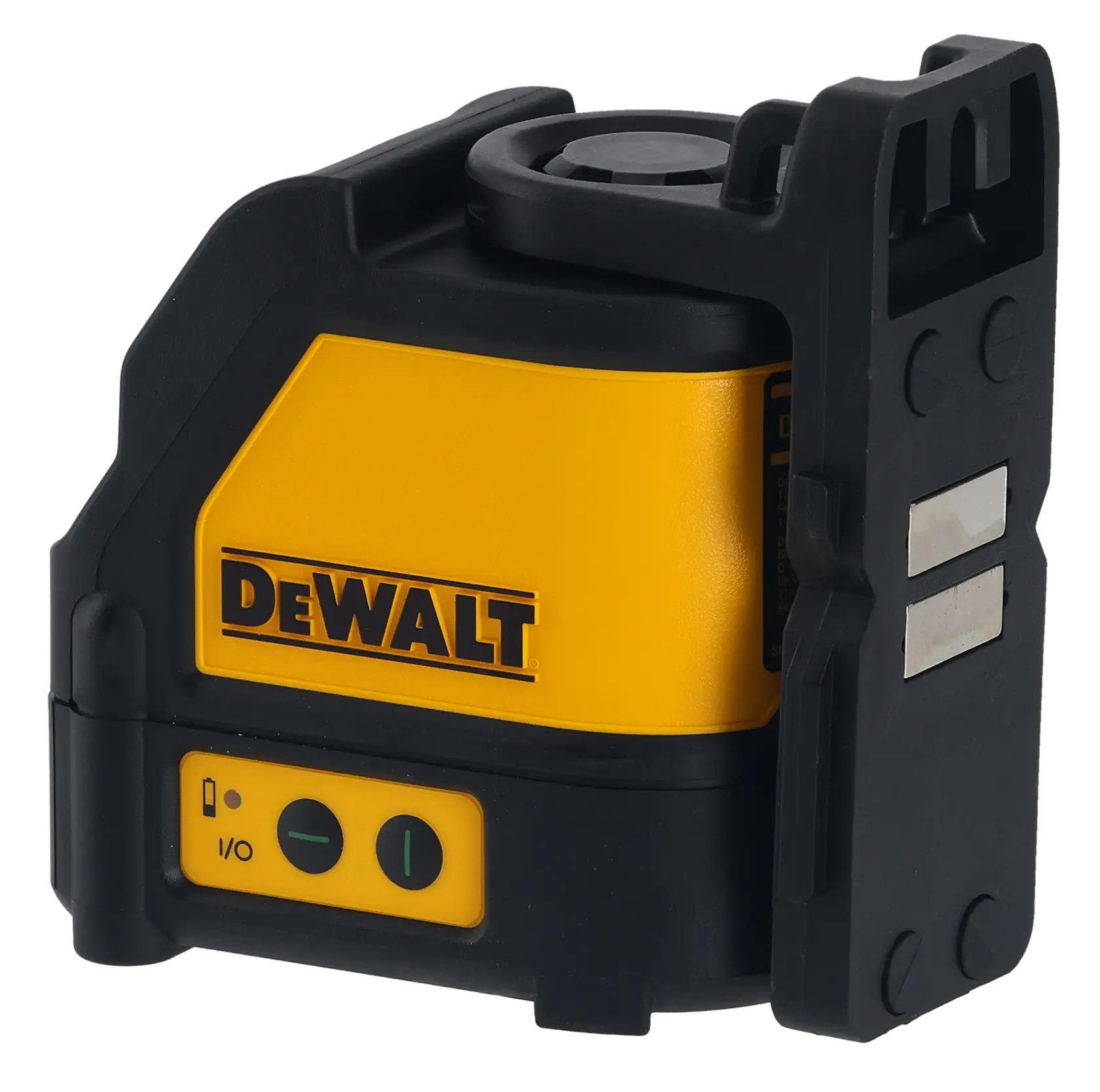 DEWALT DW088CG grüner Laser-Nivellierer mit schwarzem, gelbem Gehäuse und seitlichen Bedienelementen.