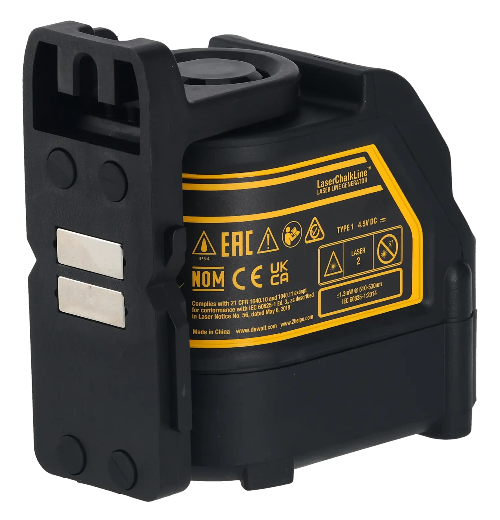 DEWALT DW088CG grüner Kreuzlinienlaser, kompakt mit schwarz-gelbem Design für präzises Ausrichten.