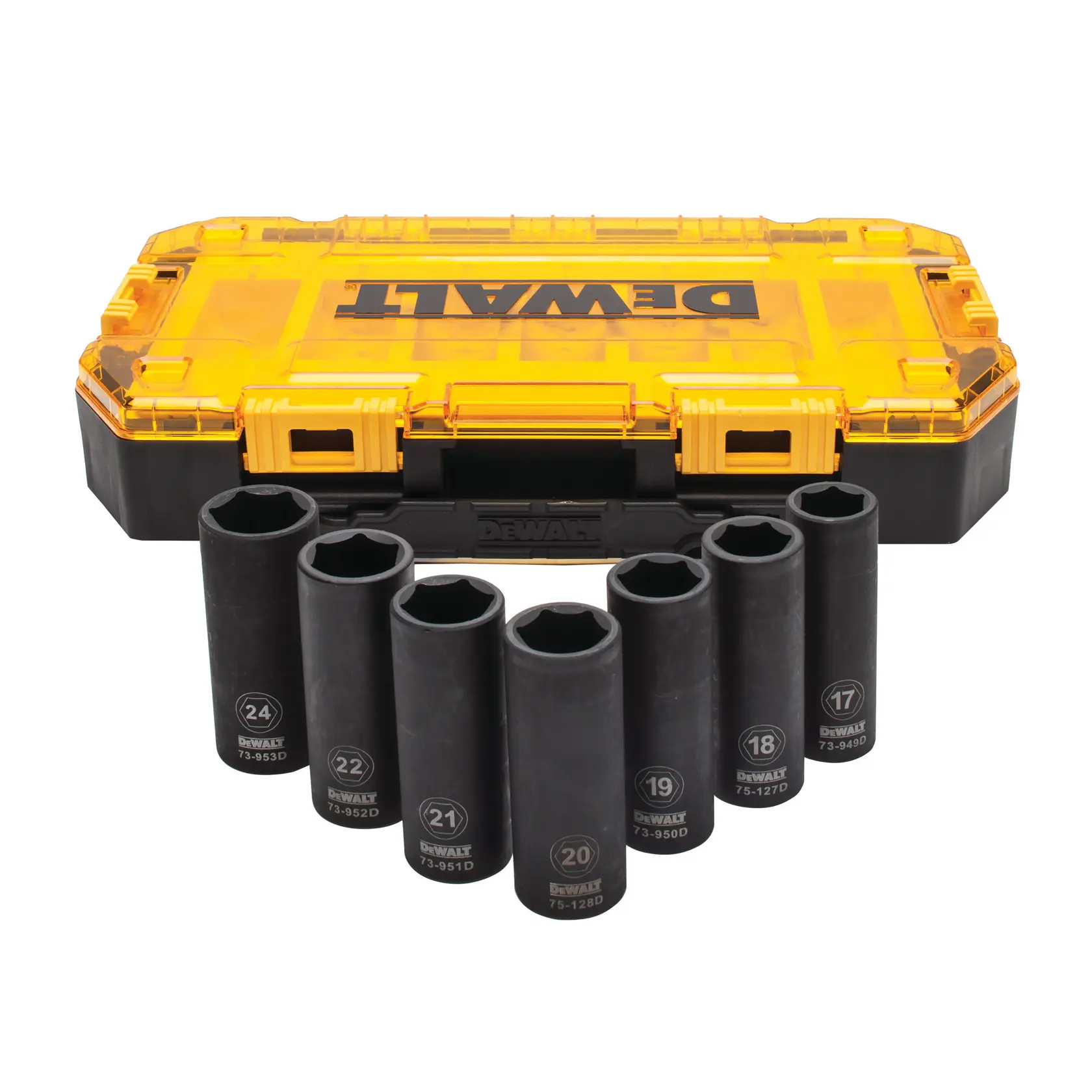 DEWALT socket set and case. SKUs: DWMT74737, DWMT74737-0.